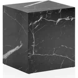 KADIMA DESIGN Couchtisch MONOBLOC 40x40x45 cm Schwarz Hochglanz mit Marmor Optik, Wohnzimmertisch Cube Quadratisch, Design Sofatisch, Lounge Beistelltisch
