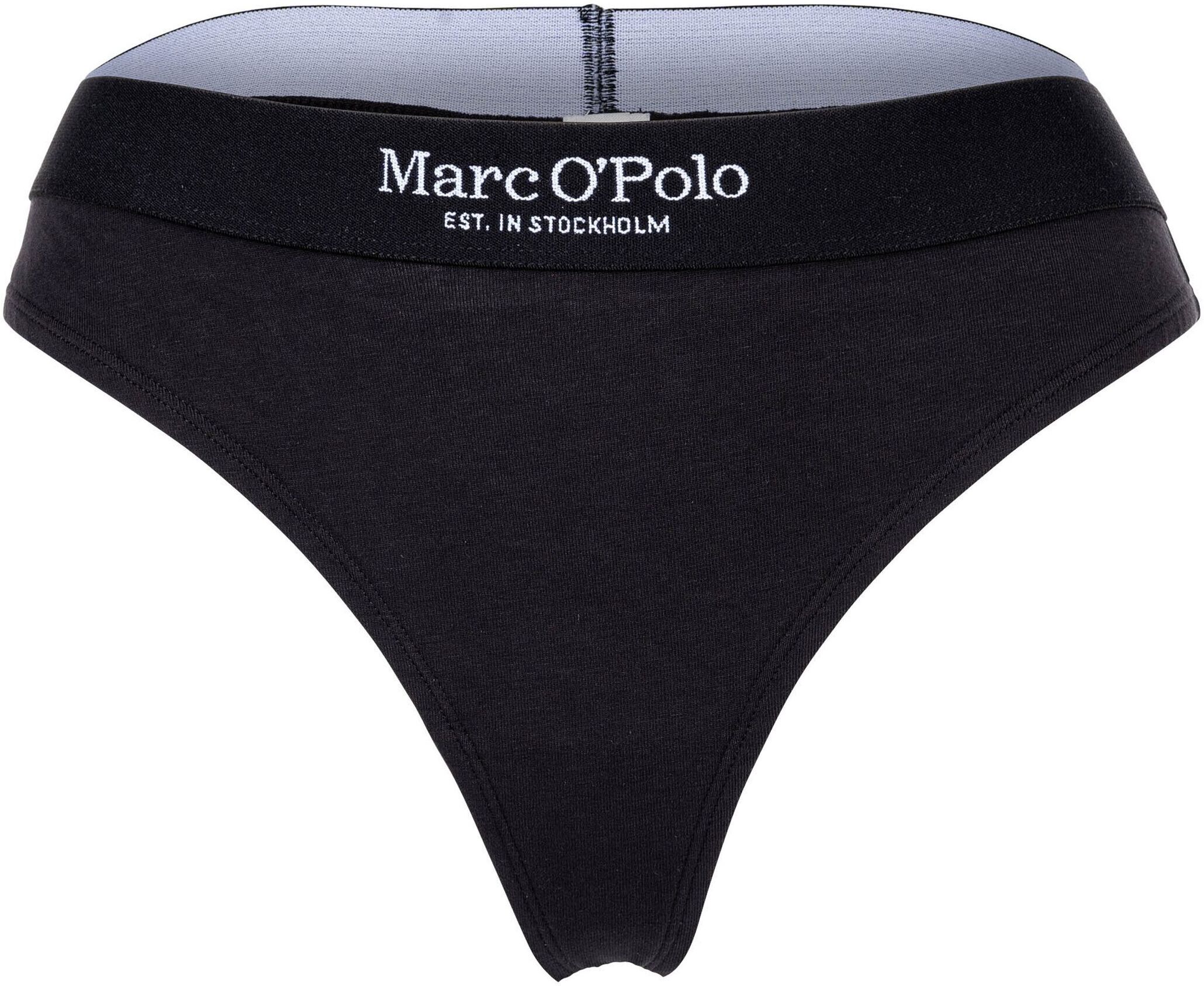Marc O' Polo String MARC O'POLO "String 6er Pack", Damen, Gr. XS, schwarz, Obermaterial: 95% Baumwolle CO(Bio). 5% Elasthan EL., Unterhosen String