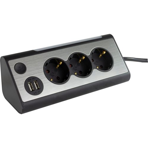 REV LIGHT SOCKET 3-fach Steckdosenleiste + 2x USB