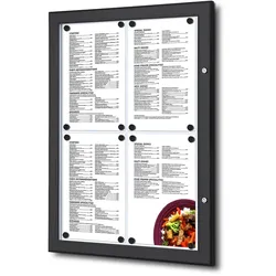 SHOWDOWN Displays Showdown Menükasten Outdoor - 4x DIN A4 -Aluminium / Stahl - Schwarz