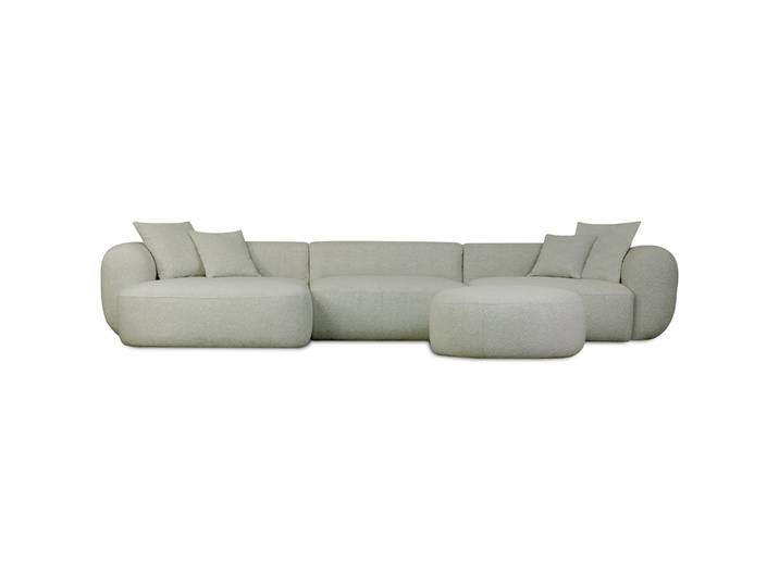 Modulare Eckcouch Baomi, großes L-förmiges Sofa mit Hocker,