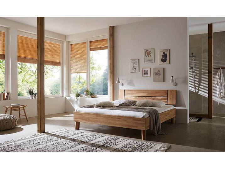 Massivholzbett Coroo II 180 x 200cm Massivholz Wildeiche, geölt Braun Eiche