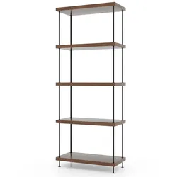 Helloshop26 - 5-stufiges Bücherregal 60 x 29,5 x 147 cm Euro-Design vielseitig Walnussholzoptik