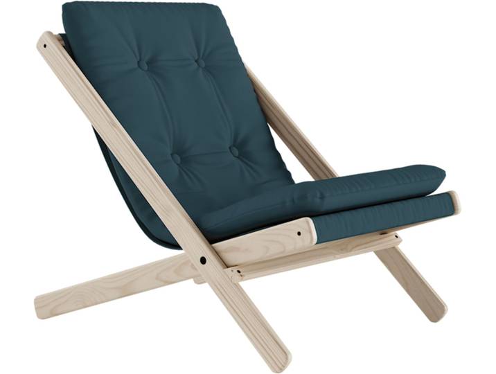 Fauteuil BOOGIE en tissu bleu canard