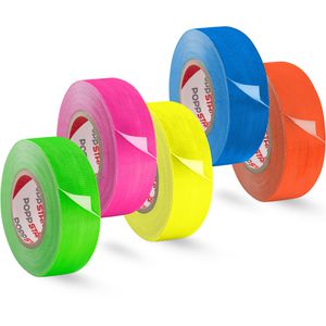 Poppstar Gewebeband 1010926, Neon, 5x verschiedene Farben, 25mm x 10m, 5 Stück