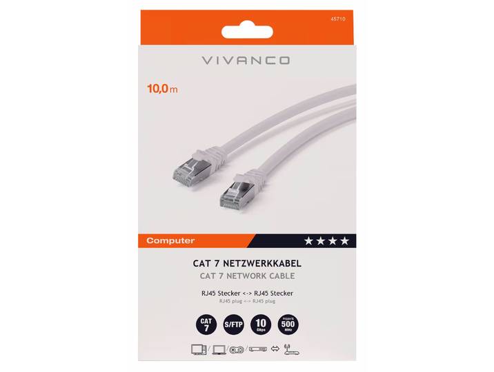Vivanco CAT 7, 10.0m CAT 7 Netzwerkkabel, Twisted Pair, S/FTP, 10m – PC Kabel/PC Adapter