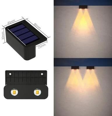 Uplifted Goods Outdoor Solar Wall Lights Waterproof Garden Step Lamps warm 2led 1pc