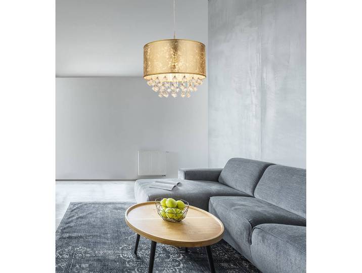 Pendelleuchte Amy II Ø 40cm Gold Mischgewebe LED E27