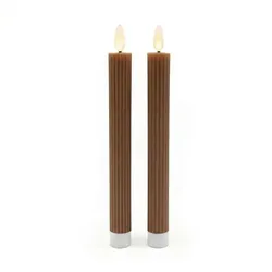 Relaxdays LED Stabkerzen 2er Set Dunkelbraun