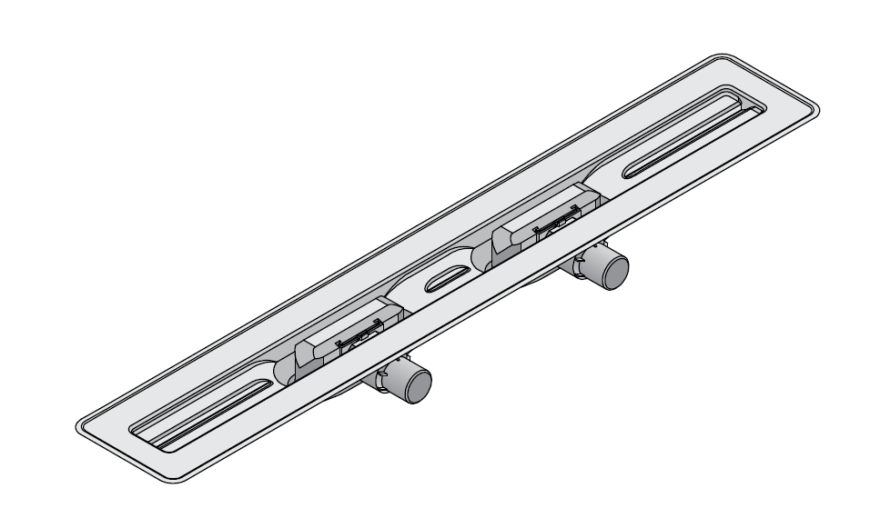 I-DRAIN Korpus Basic 57 mm Tür, 90cm,2Siphon waagr.DN40,Butylklebeband ID4BD09002X1