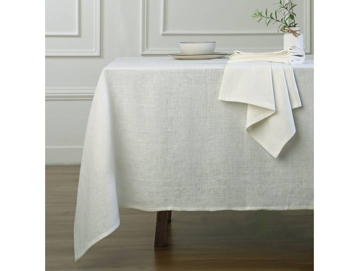Nappe lin lavé 150x300 blanc
