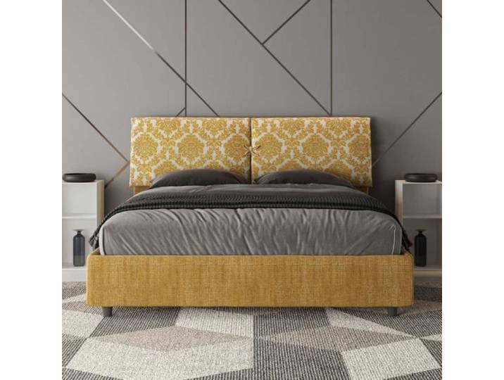 Lit - Giada - Mados 160x210 - Blanc - Jaune - Contemporain Design