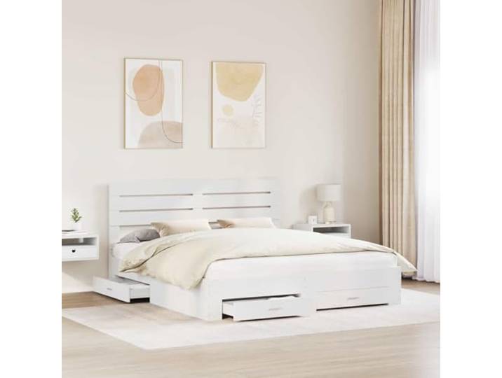 SKTQYQO Bett mit Bettkasten mit Kopfteil aus mehrschichtigem Holz Integrierte Schubladen, modernes Design, Metallgriffe, Verwendung im Innenbereich