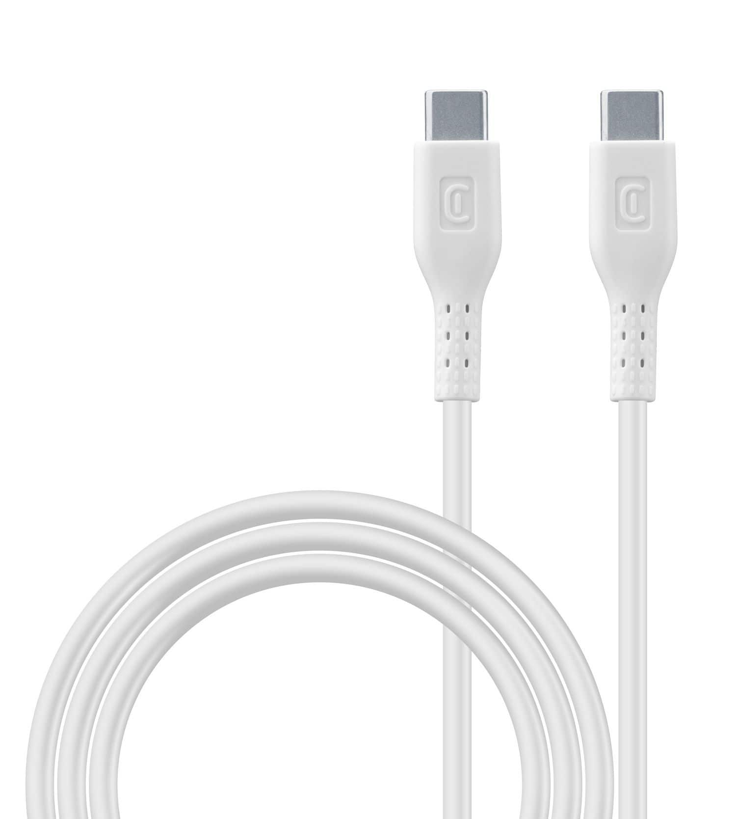 Cellular Line Stecker Rundkabel USB C auf USB C bis 100 W 2 m Power Data Cable (Weiß) 61283