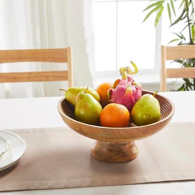 VHC Brands Ribbed Natural Wooden Bowl 12x12x5.5