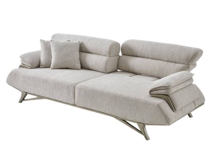 JVmoebel 3-Sitzer Sofa 3-Sitzer Moderner Stil Hellgrau Luxuriöse Polstergarn, 1 Teile, Verstellbare Armlehnen, Verstellbare Kopfstütze