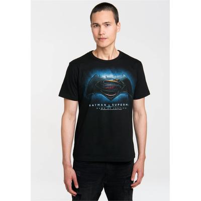 T-Shirt LOGOSHIRT "Batman v Superman - Dawn of Justice", Herren, Gr. L, schwarz, 100% Baumwolle, bedruckt, normal, Rundhals, Shirts T-Shirt, mit coolem Frontdruck
