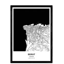 POSTER Karte Von Beirut - Libanon A4 Rahmenlos