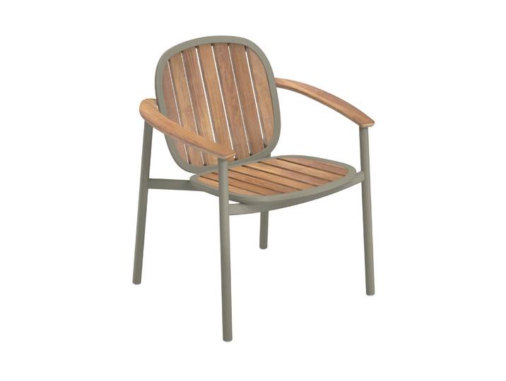 Emu - Fauteuil de repas empilable Twins - Vert - Teck certifié FSC - Designer Sebastian Herkner