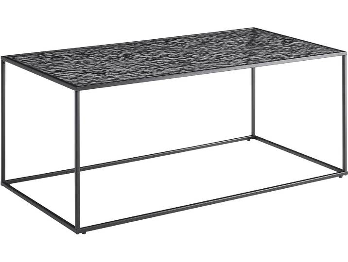 Couchtisch SALESFEVER Wohnzimmertisch - Design trifft Funktionalität , schwarz, B:110cm H:45cm T:55cm, Metall, Glas, Tische, Couchtisch, Glasplatte mit Strukturoptik