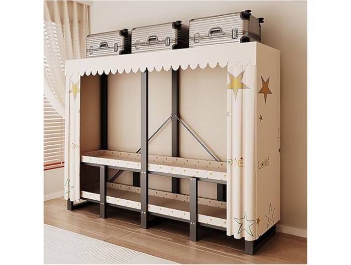 MmcdylyhEU Robuster, tragbarer Kleiderschrank mit Abdeckung – L-hängender Kleiderständer, Faltbarer Kleider-Organizer for Schlafzimmer(Yellow3,110cm/43.3inch)