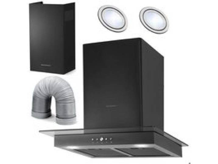 Hotte cheminée 60 cm - JANSHOP - Noir - Modèle BT-217 - Verre trempé - Acier inoxydable - Éclairage LED