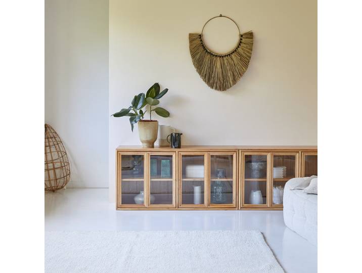 Vitrinenschrank aus Mindi Alex - Natur - Light mindi wood