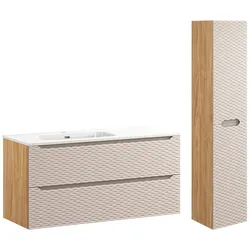 BADMÖBEL 120cm Elora 2er-Set Beige und Holz
