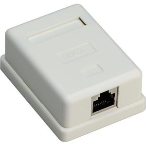 Goobay Netzwerkdose 77634, Aufputz, 1x RJ45 / Keystone, mit Gehäuse, weiß, Cat.6