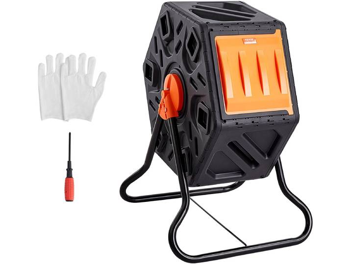 VEVOR Tumbling Composter Composter Tumbler 70 L\, Drum Composter 360° Draaibaar Multifunctionele Tumbling Composter 605 x 510 x 730mm\, 20kg Heavy Duty Tuincomposter Incl. Handschoenen