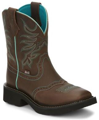 "Justin Boots Mandra 8"" Square Toe - Womens 6.5 Brown Boot B"