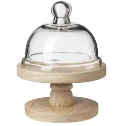 HOME STORY Etagere mit Glasglocke   ¦ holzfarben ¦ Holz,Glas ¦ Maße (cm): H: 19  Ø: 15.5