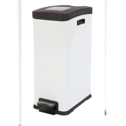 PROREGAL Schmaler rechteckiger Pedaleimer mit Softclose-Deckel | 30 Liter, HxBxT 63,6x45,9x26,4cm | Kunststoff | Weiß