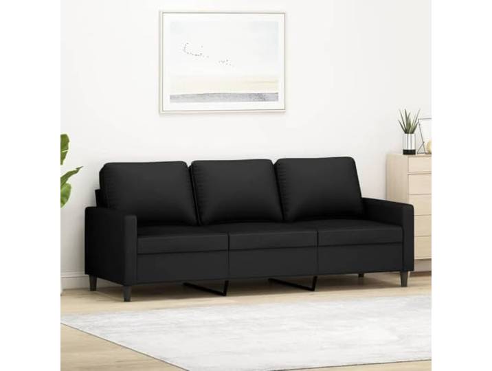 HEFZGDB 3-Sitzer-Sofa Schwarz 180 cm Samt Modernes Wohnzimmer Sofa Bequem Luxus Samtstoff Metallgestell Robust Stabiles Design Gemütlich Entspannen