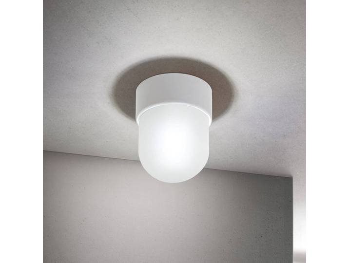 Plafondlamp Ostia, dimbaar, wit / opaal, Hal, Glas, plafondlamp