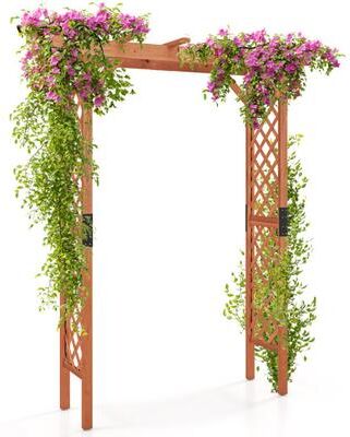 Costway 7 Feet Garden Wooden High Arbor Arch Plant Pergola