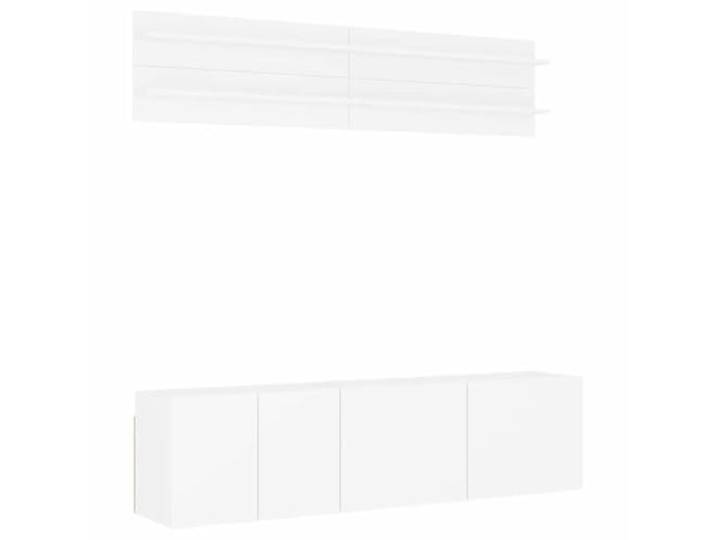 KUPTYERFG 6-TLG. TV Wandschrank Set Holzwerkstoff Wandboard Wohnwand Weiß Platzeinsparende Hängeschränke für Wohnzimmer und Arbeitszimmer mit flexibler Anordnung und viel Stauräume.