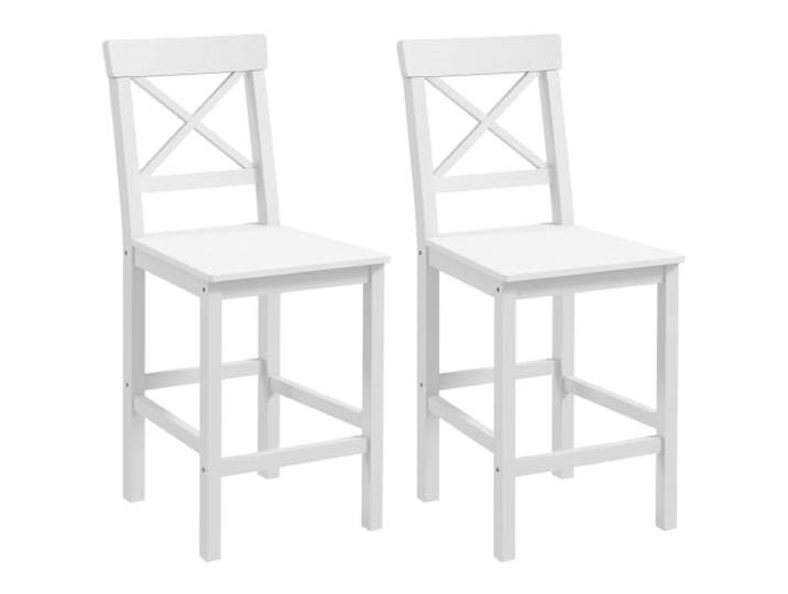 HOMCOM Barhocker 2er-Set, Bauernhaus Thekenhöhe für Küche Weiß Thekenhöhe Barhocker, Massivholz Barstühle, Kreuzrückenlehne, Fußstütze