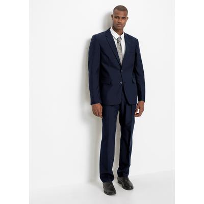Anzug BONPRIX, Herren, Gr. 62, N-Gr, blau (dunkelblau, weiß, puderblau), Web, Obermaterial: 100% Polyester. Obermaterial 2: 100% Baumwolle. Futter: 100% Polyester, gepflegt, unifarben, festlich, bequem, Anzüge, festlicher Stil, bequeme Passform, aus...