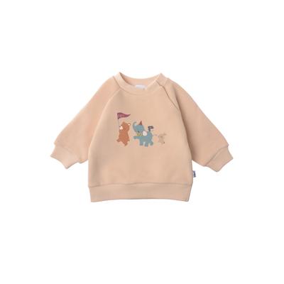 Sweatshirt LILIPUT "Tierparade", Mädchen, Gr. 74/80, beige, 80% Baumwolle, 20% Polyester, bedruckt, normal, Rundhals, Sweatshirts Sweatshirt, mit verspieltem Motivprint