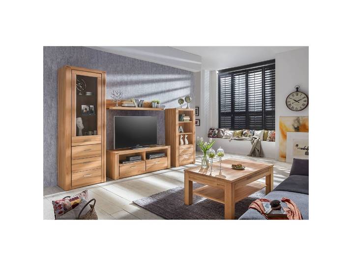TV-Lowboard Lombok I Front & Deckplatte: Massivholz Kernbuche, geölt Korpus: Spanplatte, foliert Griffe: Aluminium, pulverbeschichtet Braun 138