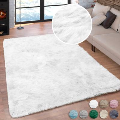 Hochflor-Teppich OTTO HOME "Valeria, Fellteppich, kuschelig, flauschig" Gr. 31, weiß, B:140cm H:60mm L:200cm, Kunstfaser, Teppiche, Kunstfell, weiche Teppiche, Wohnzimmer, Schlafzimmer, Esszimmer