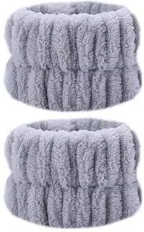 Inspire Curations Reusable Spa Wrist Washbands Soft Microfiber Wristbands For Face Washing & Sports gray