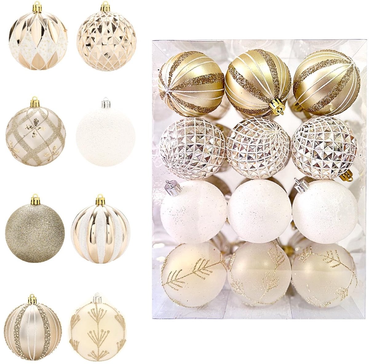 Dailygoods Set van 24 gouden onbreekbare kerstballen voor kerstboomdecoratie