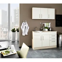 Miniküche Toronto B: ca. 120cm Creme/Eichefarben