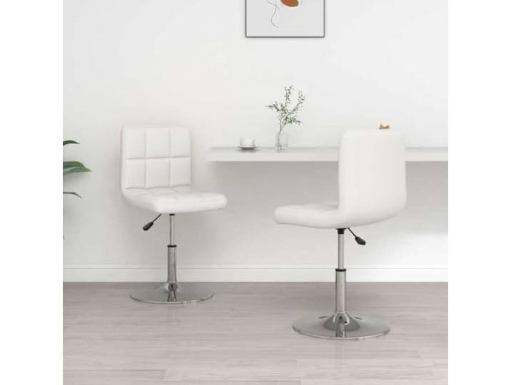 UYPTERF Esszimmerstühle 2 STK. Weiß Kunstleder Modernes Design, pflegeleichtes Kunstleder, verchromtes Stahlgestell, Gasdruckfeder, höhenverstellbar