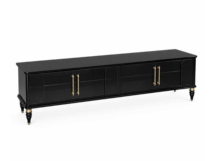Xlmoebel Lowboard Schwarzes TV-Lowboard aus Holz mit 4 Türen im modernen Stil (Lowboard, TV-Lowboard, 4 Türen), Made in Europa