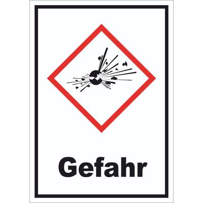 HB-Druck Schild Instabile explosive Stoffe Gefahr Explosion hochkant A6 (105x148mm)