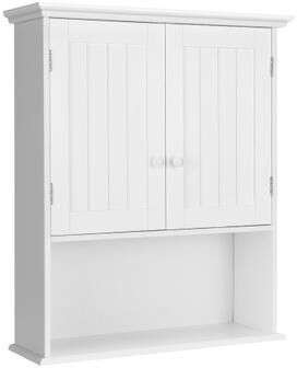 Costway 2-Door Wall Mount Bathroom Storage Cabinet with Open Shelf-White
