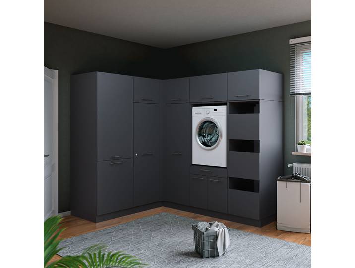 Eck-Hauswirtschaftsraum Set B 328 x 200cm Grau/Anthrazit